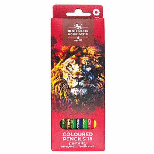 Карандаши цветные KOH-I-NOOR RED LION 18 цветов, шестигранные, 2,8 мм, натуральное дерево, 3553/18, 3553018063KS