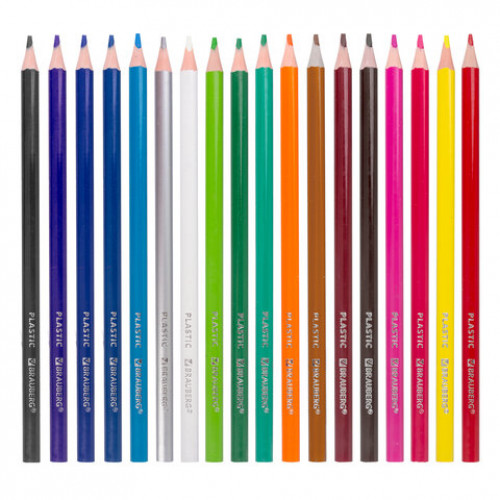 Карандаши цветные пластиковые BRAUBERG PREMIUM, 18 цветов, трехгранные, грифель мягкий 3 мм, 181662