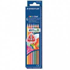 Карандаши цветные STAEDTLER (Германия) Noris club, 6 цветов, трехгранные, заточенные, европодвес, 127 NC6