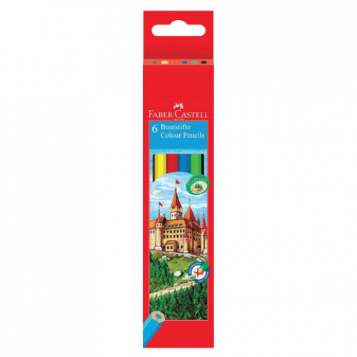 Карандаши цветные FABER-CASTELL, 6 цветов, картонная упаковка с подвесом, 120106