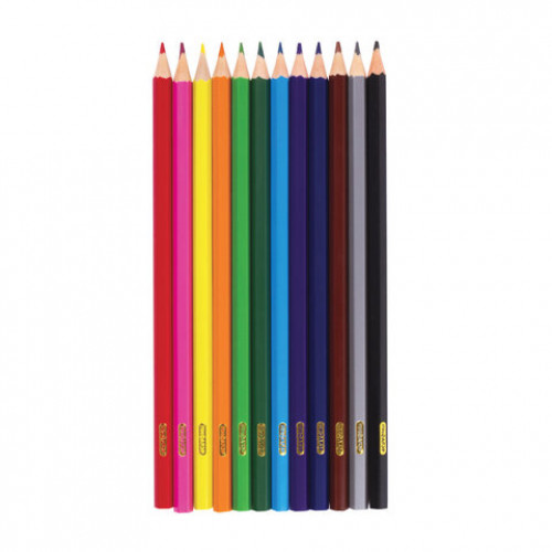 Карандаши цветные ПИФАГОР ЖИРАФ, 12 цветов, пластиковые, классические заточенные, 181250