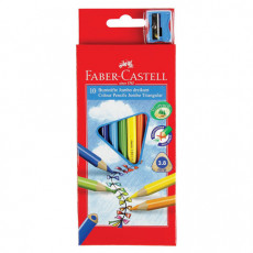 Карандаши цветные утолщенные FABER-CASTELL Jumbo 10 цветов, трехгранные, с точилкой, 116510