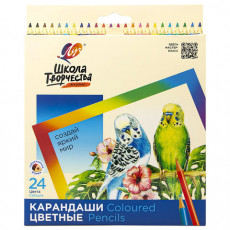 Карандаши цветные ЛУЧ Школа Творчества, 24 цвета, трехгранные, натуральное дерево, 30С 1808-08