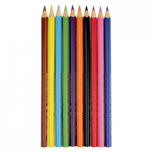 Карандаши цветные утолщенные FABER-CASTELL Jumbo 10 цветов, трехгранные, с точилкой, 116510