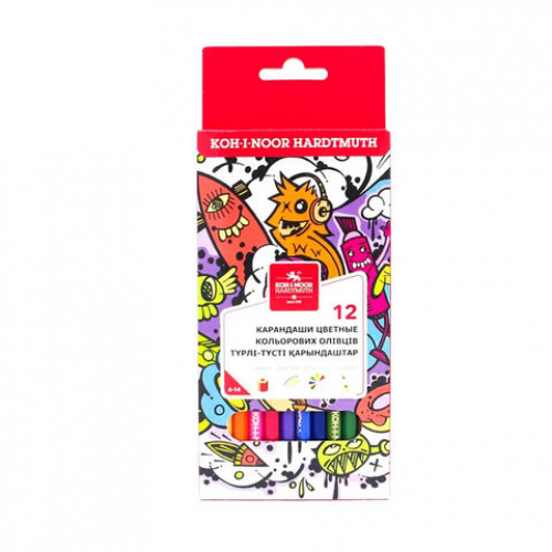 Карандаши цветные KOH-I-NOOR TEENAGE, 12цв., 3мм, европодвес, 3552/12, 3552012042KSRU