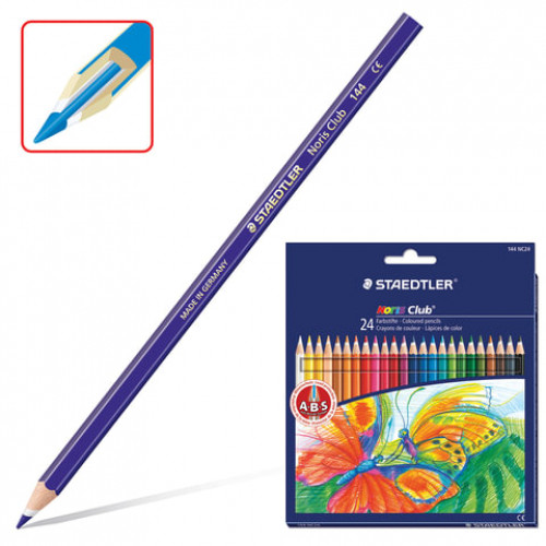 Карандаши цветные STAEDTLER (Германия) Noris club, 24 цвета, заточенные, европодвес, 144 NC24