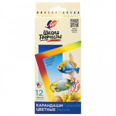 Карандаши цветные ЛУЧ Школа Творчества, 12 цветов, трехгранные, натуральное дерево,, 30С 1806-08