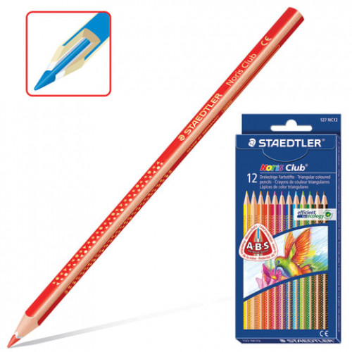 Карандаши цветные STAEDTLER (Германия) Noris,12 цветов, трехгранные, заточенные, европодвес, 127 NC12, 187 C12