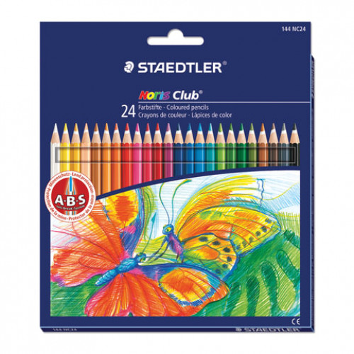 Карандаши цветные STAEDTLER (Германия) Noris club, 24 цвета, заточенные, европодвес, 144 NC24