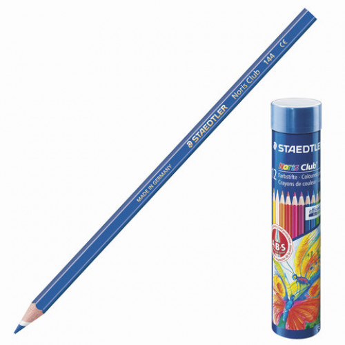 Карандаши цветные STAEDTLER (Германия) Noris club, 12 цветов, заточенные, металлический тубус, 144 NMD12