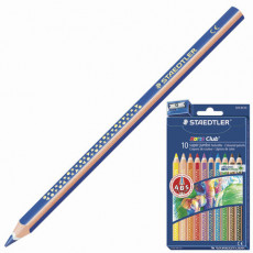 Карандаши цветные утолщенные STAEDTLER (Германия) Noris Club, 10 цветов, грифель 6 мм, европодвес, 129 NC10 Карандаши цветные утолщенные STAEDTLER (Германия) Noris Club, 10 цветов, грифель 6 мм, европодвес, 129 NC10