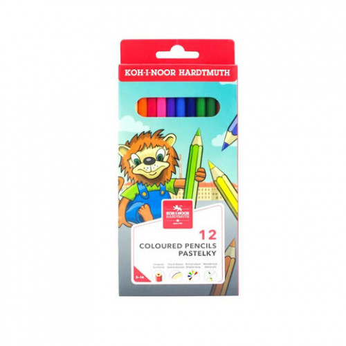 Карандаши цветные KOH-I-NOOR LION, 12цв., 2,8мм, европодвес, 3552/12, 3552012034KS
