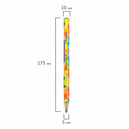 Карандаш с многоцветным грифелем МЯГКИЙ, 1 шт., ЮНЛАНДИЯ MAGIC, классические цвета, утолщенный, 181789