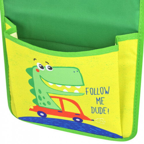 Кармашки-органайзер в шкафчик для детского сада ЮНЛАНДИЯ на резинке, 5 карманов, 21х68 см, Crocodile, 270413