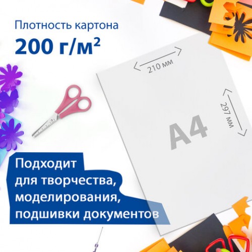 Картон белый А4 МЕЛОВАННЫЙ (белый оборот) 100 листов, в коробке, BRAUBERG, 210х297мм, 116415