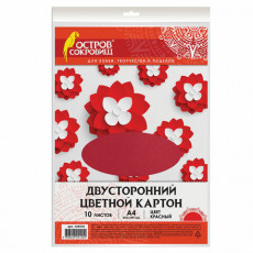 Картон цветной А4 ТОНИРОВАННЫЙ В МАССЕ, 10 листов, КРАСНЫЙ, 180 г/м2, ОСТРОВ СОКРОВИЩ, 129310 Картон цветной А4 ТОНИРОВАННЫЙ В МАССЕ, 10 листов, КРАСНЫЙ, 180 г/м2, ОСТРОВ СОКРОВИЩ, 129310