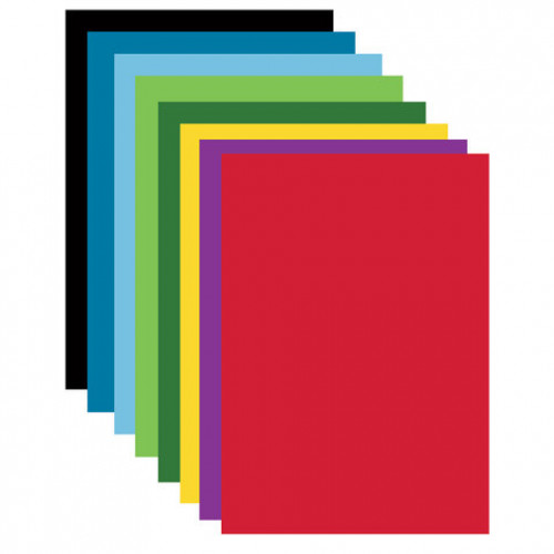 Картон цветной А4 МЕЛОВАННЫЙ, 24 листа, 8 цветов, в папке, BRAUBERG, 200х290 мм, Цвета, 113550