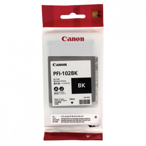 Картридж струйный CANON (PFI-102BK) iPF500/510/F600/605/610/650/655/700/710/720, черный, оригинальный, 130 мл, 0895B001