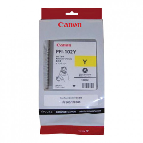 Картридж струйный CANON (PFI-102Y) iPF500/510/F600/605/610/650/655/700/710/720, желтый, оригинальный, 130 мл, 0898B001