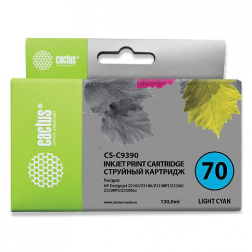 Картридж струйный CACTUS (CS-C9390) для HP DesignJet Z2100/Z5200/Z5400, светло-голубой