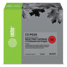 Картридж струйный CACTUS (CS-PG50) для CANON PIXMA MP150/170/450/160/460/JX200/500, черный Картридж струйный CACTUS (CS-PG50) для CANON PIXMA MP150/170/450/160/460/JX200/500, черный