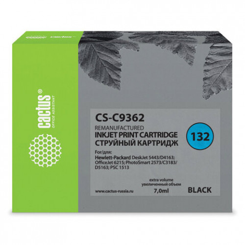 Картридж струйный CACTUS (CS-C9362) для HP Officejet 6313/6315/Photosmart C3183, черный