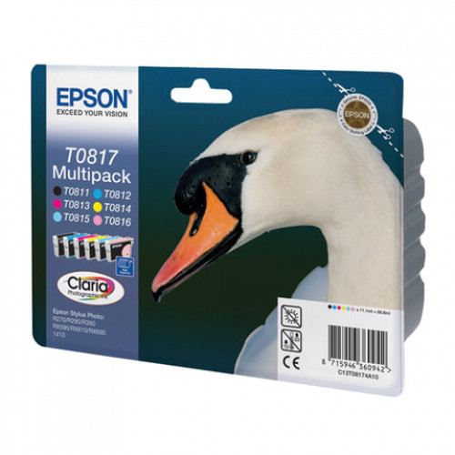 Картридж струйный EPSON (C13T11174A10) Stylus TX650/T50/R270/R390/RX590, комплект, оригин., 6 цв.