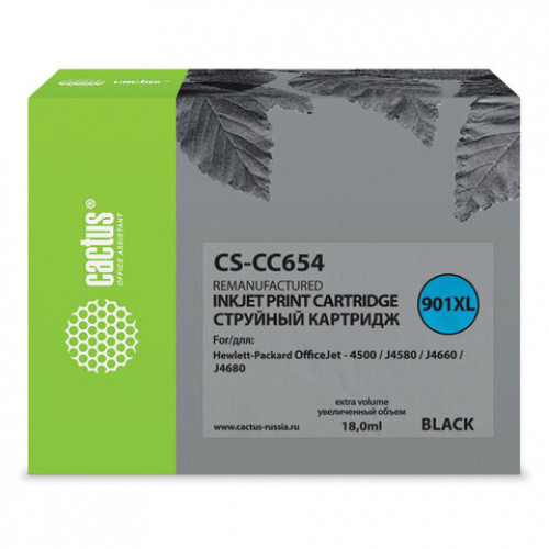Картридж струйный CACTUS (CS-CC654) для HP Officejet J4580/4640/4680, черный