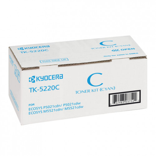 Тонер-картридж KYOCERA (TK-5220C) ECOSYS P5021cdn/cdw/M5521cdn/cdw, голубой, ресурс 1200 стр., оригинальный, 1T02R9CNL1