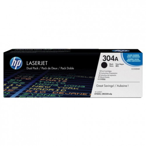 Картридж лазерный HP (CC530AD) ColorLaserJet CP2025/CM2320, черный, КОМПЛЕКТ 2 шт., оригинальный, ресурс 2х3500 страниц