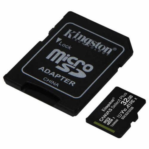 Карта памяти microSDHC 32 GB KINGSTON Canvas Select Plus, UHS-I U1, 100 Мб/с (class 10), адаптер, SDCS2/32GB