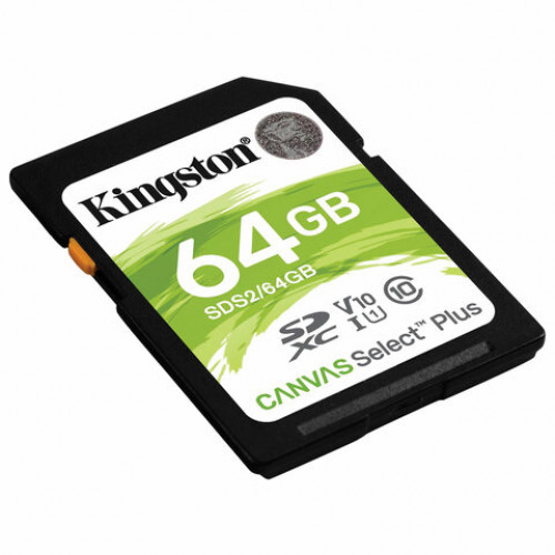 Карта памяти SDXC 64 GB KINGSTON Canvas Select Plus UHS-I U1, 100 Мб/сек (class 10), SDS2/64 GB, SDS2/64GB