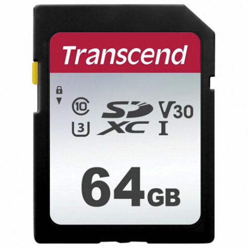 Карта памяти SDXC 64GB TRANSCEND UHS-I U3, V30, 95 Мб/сек (class 10), TS64GSDC300S