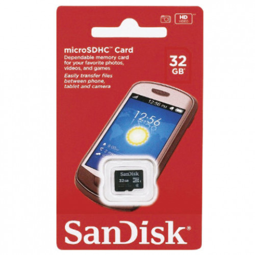 Карта памяти micro SDHC, 32 GB, SANDISK, 4 Мб/сек. (class 4), SDSDQM-032G-B35