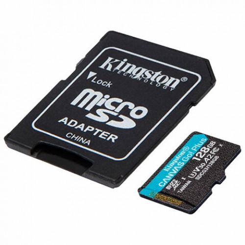 Карта памяти microSDXC 128GB KINGSTON Canvas Go!Plus,UHS-I U3, 170 Мб/с (class 10),ад, SDCG3/128Gb