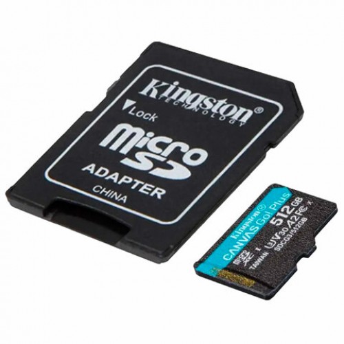 Карта памяти microSDXC 512GB KINGSTON Canvas Go!Plus,UHS-I U1, 170 Мб/с (class 10),ад, SDCG3/512Gb