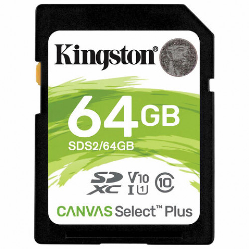 Карта памяти SDXC 64 GB KINGSTON Canvas Select Plus UHS-I U1, 100 Мб/сек (class 10), SDS2/64 GB, SDS2/64GB