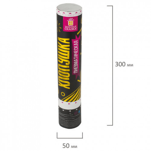 Хлопушка пневматическая ЗОЛОТАЯ СКАЗКА 30 см, фольга, прямоугольники, золотой, 591476