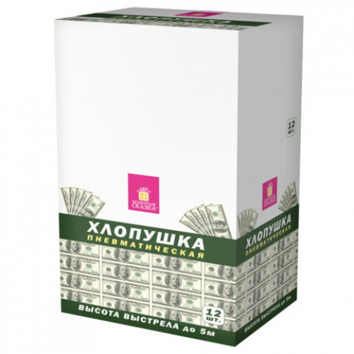 Хлопушка пневматическая 40 см DOLLARS, бумага, наполнитель доллары, ЗОЛОТАЯ СКАЗКА, 592463