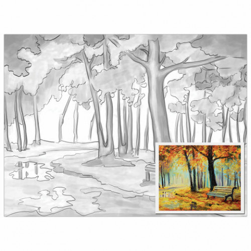 Холст на картоне с контуром BRAUBERG ART CLASSIC ОСЕНЬ, 30х40см, грунтованный, хлопок, 191546