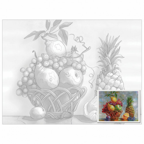 Холст на картоне с контуром BRAUBERG ART CLASSIC НАТЮРМОРТ, 30х40см, грунтованный, хлопок, 191548