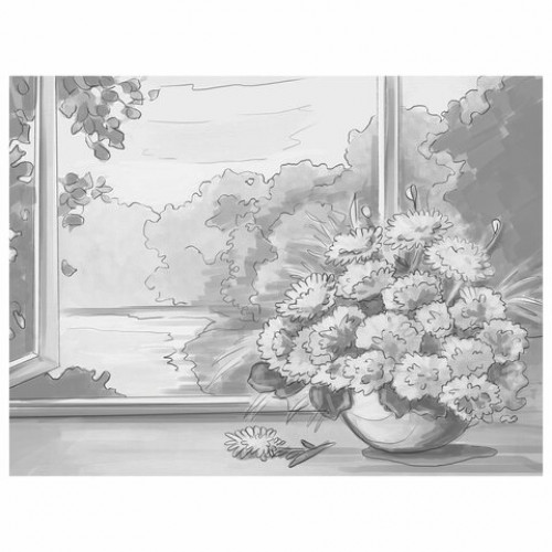 Холст на картоне с контуром BRAUBERG ART CLASSIC БУКЕТ 30х40см, грунтованный, хлопок, 191540