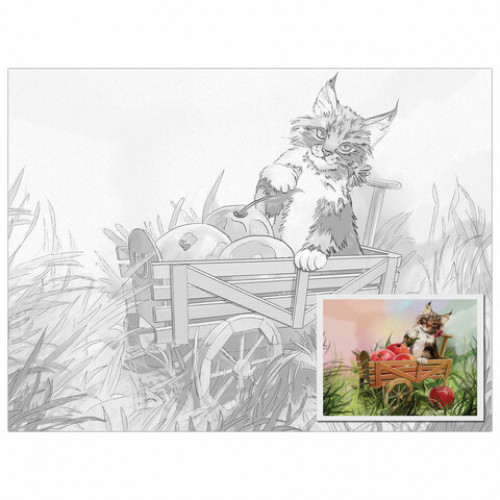 Холст на картоне с контуром BRAUBERG ART CLASSIC КОТ, 30х40см, грунтованный, хлопок, 191549