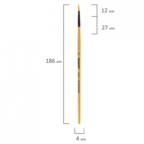Кисть ПИФАГОР, синтетика, круглая, № 2, 200842
