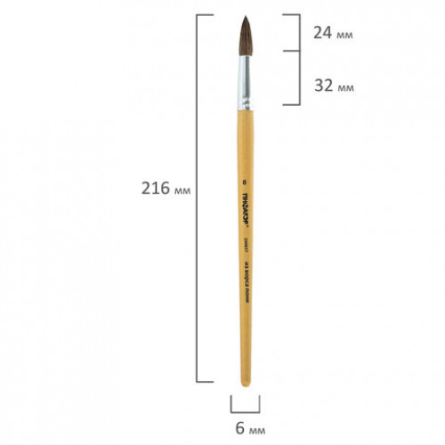 Кисть ПИФАГОР, пони, круглая, № 8, 200837