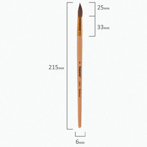 Кисть ПИФАГОР, белка, круглая, № 8, 200822