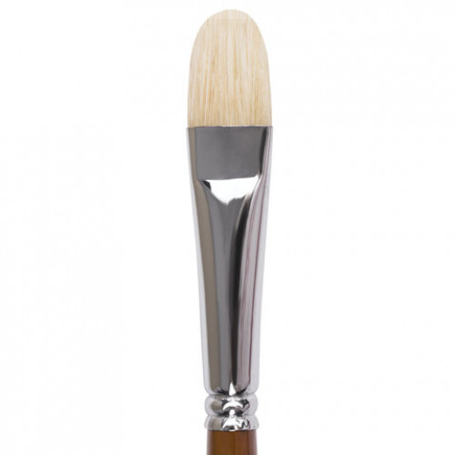 Кисть художественная профессиональная BRAUBERG ART CLASSIC, щетина, овальная, № 18, длинная ручка, 200735