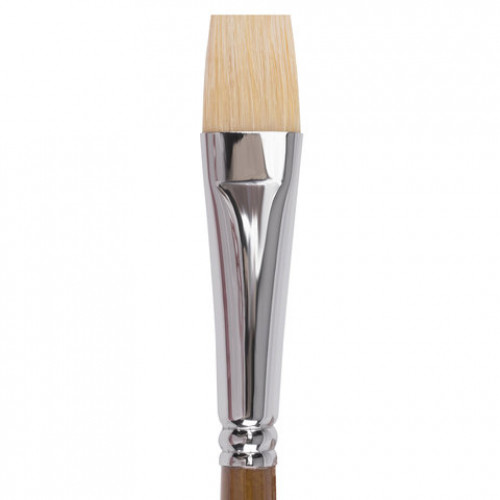 Кисть художественная профессиональная BRAUBERG ART CLASSIC, щетина, плоская, № 20, длинная ручка, 200722