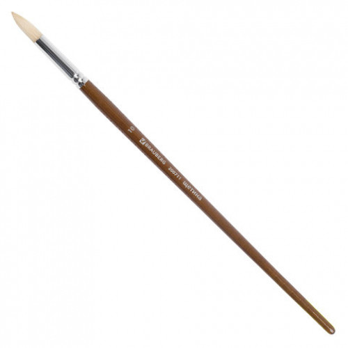 Кисть художественная профессиональная BRAUBERG ART CLASSIC, щетина, круглая, № 10, длинная ручка, 200711