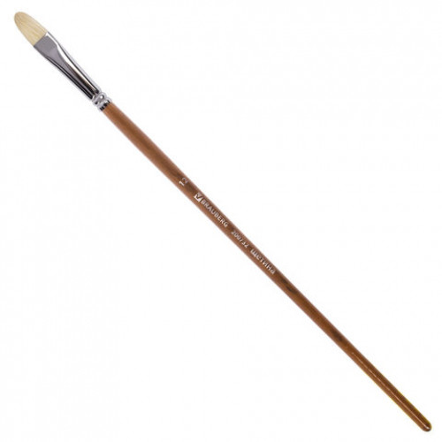 Кисть художественная профессиональная BRAUBERG ART CLASSIC, щетина, овальная, № 12, длинная ручка, 200732